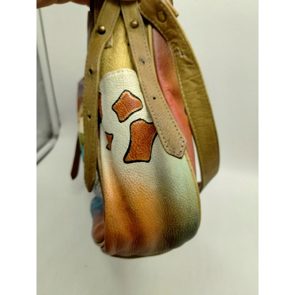Floral Hobo bag Great Am. Leatherworks Hand painted adjustable shoulder strap